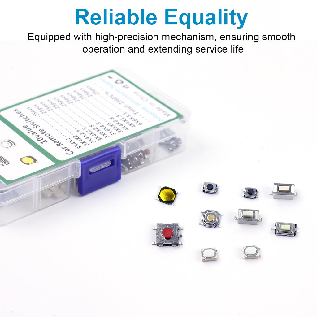 Serplex 250pcs Push Button Switches Push Button Switch On Off Replacement Remote Control Button Replacements for Repairing with 10 Designs Micro Push Button Replacements with Box Serplex 250pcs Push Button Switches Push Button Switch On Off Replacement Remote Control Button Replacements for Repairing with 10 Designs Micro Push Button Replacements with Box